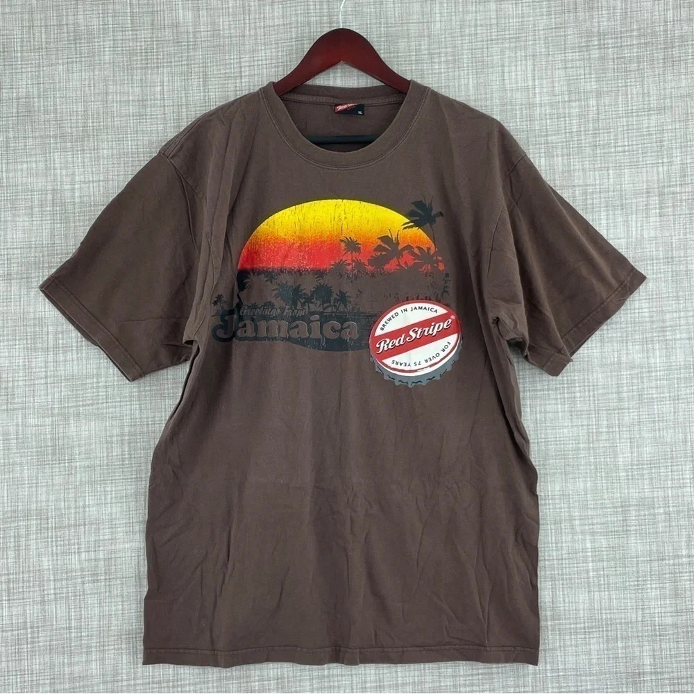 Red Stripe Mens Size XL graphic Shirt 1602